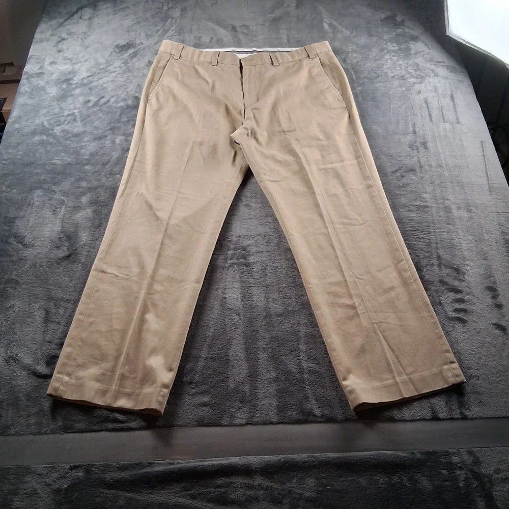 Eddie Bauer Chino Pants Mens 38x30 Khaki Tan Straight Leg Flat Front Casual